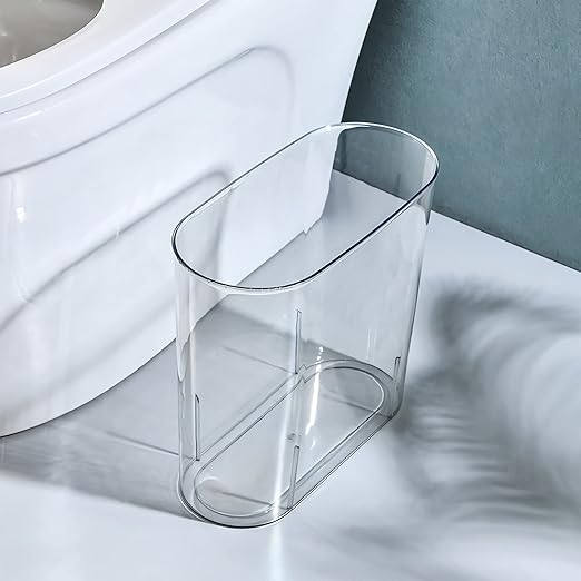 Anyoifax Small Trash Can Slim Garbage Can 3 Gallon Waste Basket Trash Bin Container for Bathroom, Bedroom, Living Room, Kitchen, Office, Colleg Dorm - Clear