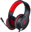 Gaming Headset for Nintendo Switch, Xbox One, PS4, PS5, Bass Surround and Noise Cancelling with Flexible Mic, 3.5mm Wired Adjustable Over-Ear Headphones for Laptop PC iPad Smartphones (Red-Black)