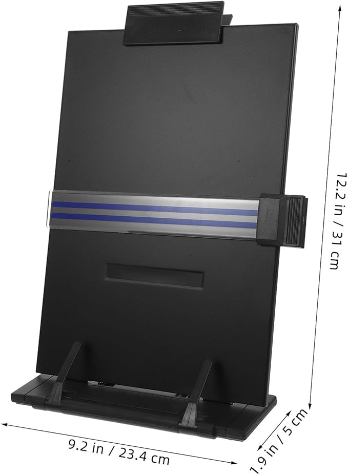 Cabilock Adjustable Desktop Document Stand with Clip and Paper Holder, Portable Reading Rack for Office and Student Use, Foldable Copyholder for Books and Papers