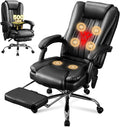 Massage Office Chair with Foot Rest,6 Points Vibration and Heat Ergonomic Executive Desk Chair for Heavy People,500lbs Big and Tall Office Chairs with Reclining High Back for Home Office