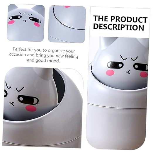 GLEAVI 1pc Slim Desktop Trash Can Cute Basket for Desk Dresser Tabletop Storage Lid