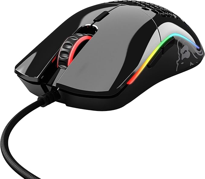 Glorious Gaming - Superlight Wired PC Gaming Mouse with Honeycomb Shell, 6 Programmable Buttons, RGB Lighting & PTFE Skates - Model O, Glossy Black