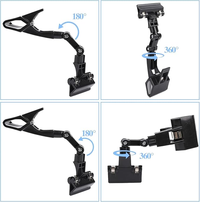 Adjustable Document Holder for Typing, Rotatable Paper Copy Holder Clip,Handy Artist Supplies Clamp,Computer Typing Proofing Folder.(4 Pack) (Black)
