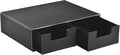 PU Leather Stackable Desk Drawer Organizer, Displayer holder with Drawers, Dressing Organizer for Jewelry/Cosmetics,Coffee Maker holder and Storage Box for Home office,Black