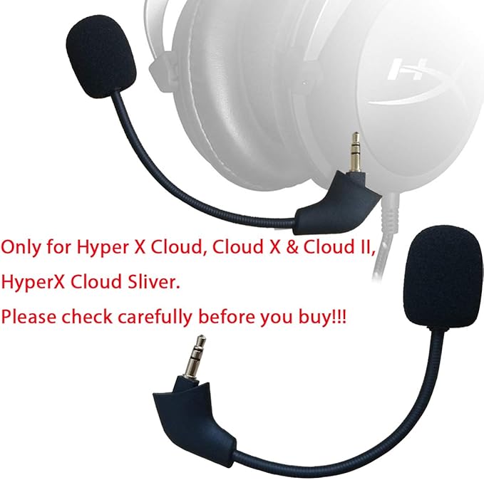 Replacement Mic for Kingston Gaming Headset HyperX Cloud X/II,HyperX Silver Game Headset 3.5mm Detachable Microphone