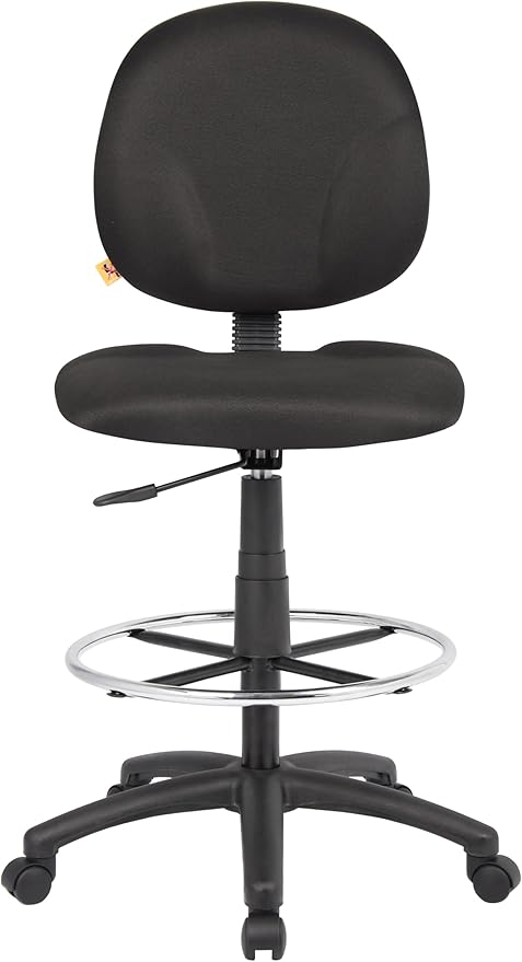 Boss Office Products Stand Up Fabric Drafting Stool Without Arms in Black (B1690-BK)