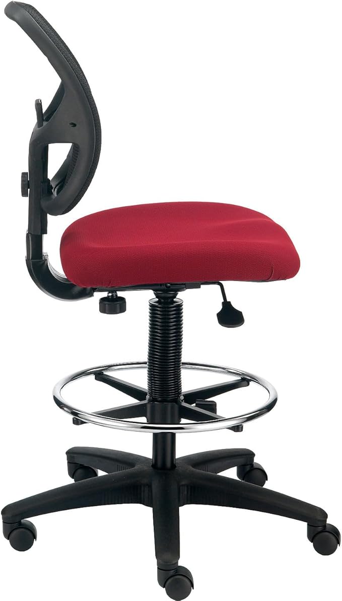 Global Industrial Armless Mesh Drafting Stool, Fabric, Red, Mid Back