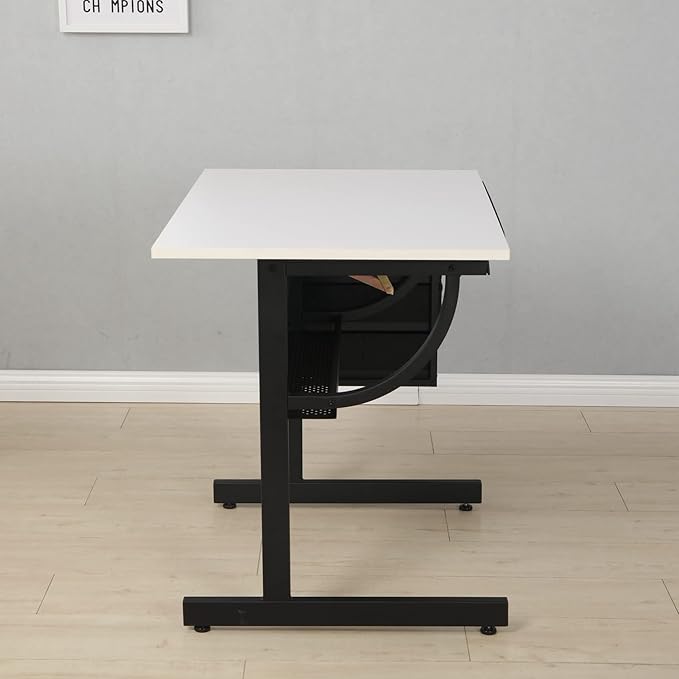 Drafting Table, Adjustable Drawing Desk with Stool, Art Table with Storage Drawers for Artists/Architect/Art Hobbyist, Design for Sketch Painting Artistic Craft Supplies, Type 5-White