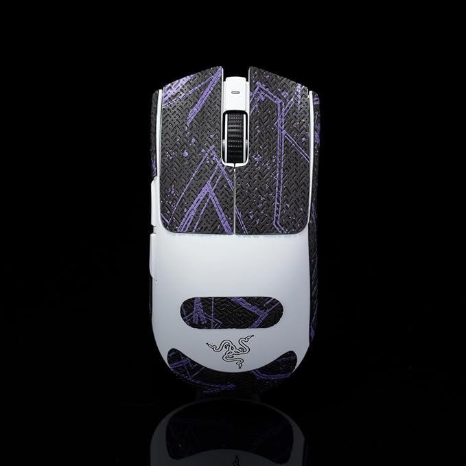 Grip Tape for Razer Viper V3 Pro & V4 Pro - Anti-Slip,Enhanced Control, Sweat Resistance,Improves FPS Gaming Grip & Mouse Protection [Pre-Cut] Black Purple