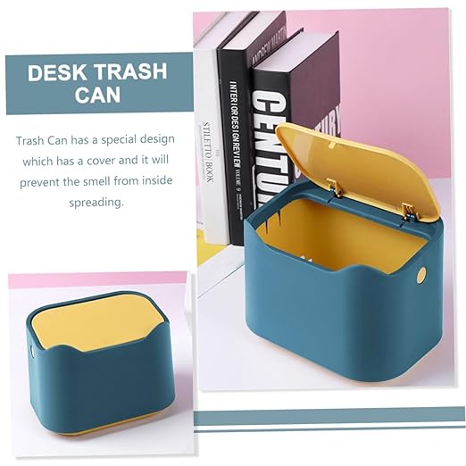 Desktop Garbage Can Lid Plastic Trash Bin for Home Office Dorm Lightweight Tabletop Waste Container for Easy Daily Use and Colors