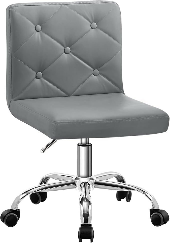 VECELO PU Leather Armless Desk Chair – Gray