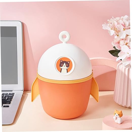 SOLUSTRE Cartoon Small Trash Bin Desktop Waste Paper Container Pp Material Odor Slim Trash Can Lid Desk Storage