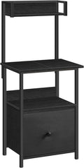 MAHANCRIS Printer Table with Storage, Home Printer Stand with File Cabinet, Fits A4/Letter Size Files, Printer Cabinet with Large Tabletop, Display Shelf, for Home Office, Black PTBK3501