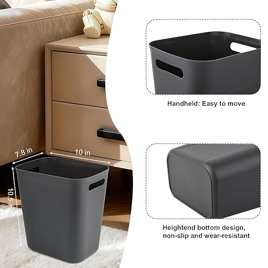 UUJOLY Small Bathroom Trash Can with Trash Bag Wastebasket Garbage Can for Bathrooms, Laundry Room, Kitchens, Offices, Kids Rooms, Dorms, 3.5 Gallons, 3 Pack (Black+White+Dark Grey)