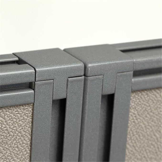 Scranton & Co 60W Cubicle Desk with 66H Closed Panels, Thermally Fused Laminate, Light Gray and Storm Gray Fabric, Mocha Cherry Finish, Adjustable Metal Legs, Private Office Workstation