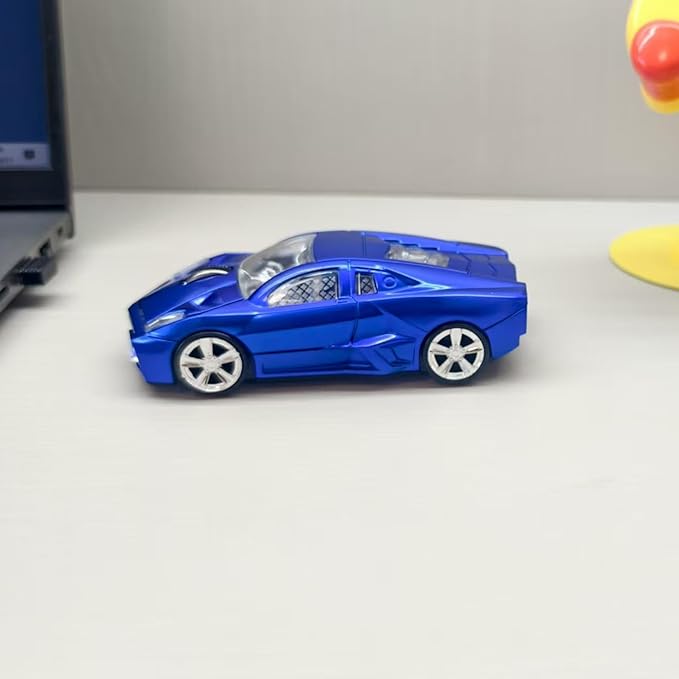 Wireless Sports Car Shaped Mouse Computer Mice Optical 2.4GHz with Headlight 1600DPI for PC Laptop MAC (Blue)