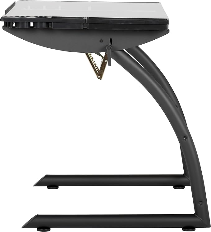 SD Studio Designs Triflex Drawing Table, Sit to Stand Up Adjustable Office Home Computer Desk, 35.25" W X 23.5" D, Charcoal Black/Clear Glass