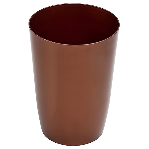 Mini Waste Basket - Durable Small Plastic Garbage Trash Can Bin - Lidless Open-Top, Slim Profile for Compact Spaces - Suitable for Home, Bathroom, Office, Bedroom, Kitchen and More, Copper
