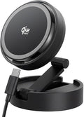 Qi2 25W Magsafe Car Mount Charger with Cooling Fan, LED Light,360° Rotating&Retractable Phone Holder,Magnetic Mount for iPhone17-12&Galaxy S25 Ultra【Black】