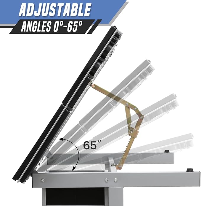 Adjustable Drafting Table & Stool Set, Art Desk with Additional Slide-Out Table Design, Versatile Drawing Table with Storage, for Art, Drafting and Creative Tasks, Natural