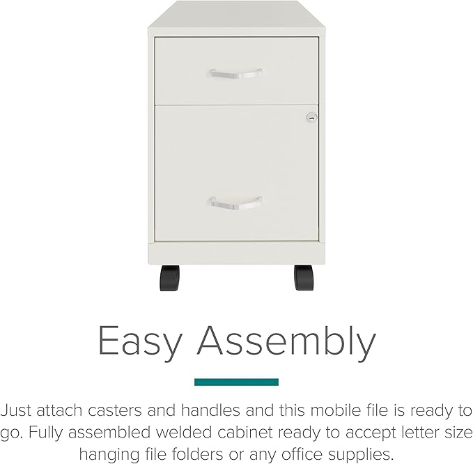 Hirsh Industries Space Solutions Home Office Metal Desk and Storage Set - White
