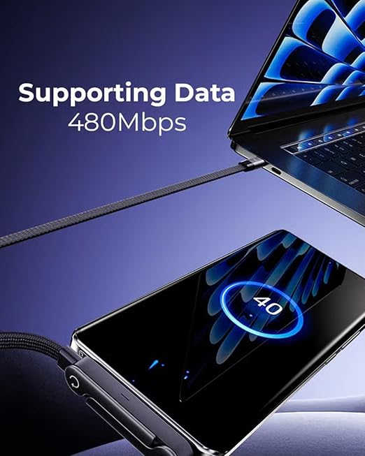 240w Stand Data Cable Invisible Holder Flat Charger 2 in 1 USB-C Charge Case Charging Sideways Standing Mount Side Horizontal Foldable Fast 90 Degree Multiple Braided Cables(240w/C-C)