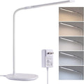 LED Desk Lamp for Home Office, Ultra-Wide Double Head Desk Light with 90° Flexible Gooseneck, Eye-Caring Low Blue Light, 5 Color Modes (2700K-6500K) & 5 Brightness Levels, Touch Control