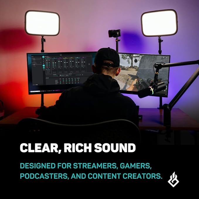 BEACN Dark Dynamic USB Mic for PC - Professional Microphone for Podcast, Gaming, Streaming - Studio-Quality Desk Mic for YouTube, Twitch, and Recording, Microphone for PC, Gaming & Streaming