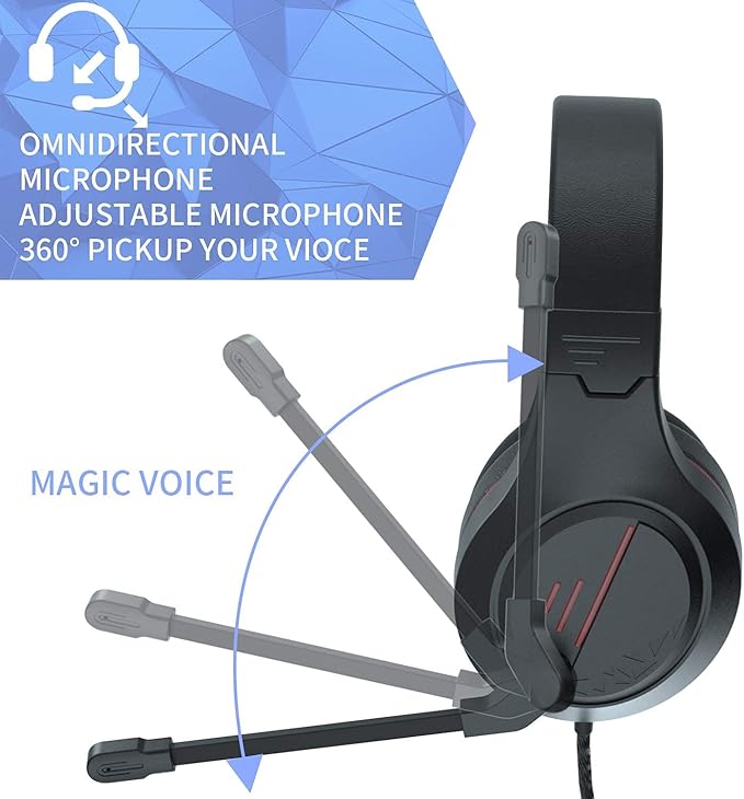 Anivia MH601 Headphones with Microphone Wired Headset with Active Noise Canceling Microphone, 3.5mm Audio Jack Stereo Headphone - Red (Game/Work/School)