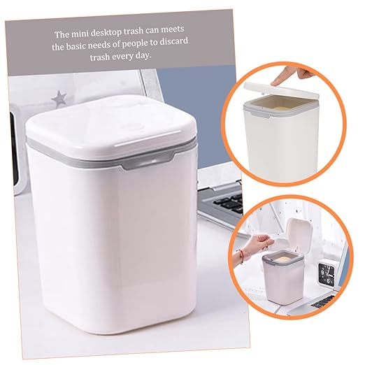 Slim Desktop Trash Can Set of 2 Tiny Miniature Office Garbage Bins Creative Cartoon Shaped Waste Baskets