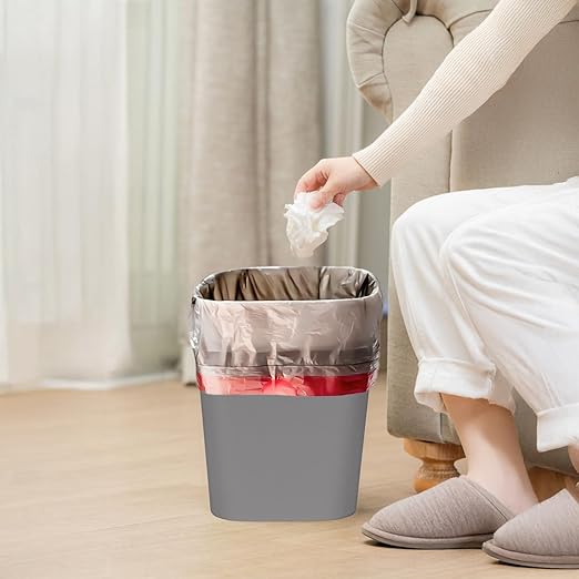 Small Trash Can - Plastic Waste basketbin - for Office,Home,Bathroom,Kitchen - 1.8 Gallon - Grey
