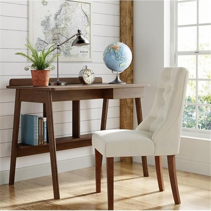 Home Square 2-Piece Set with Leather Desk Chair and Writing Desk