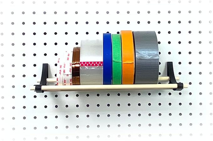 PEGGY Pegboard Accessory Hook and Dowel Organizer Storage for Tape, Steel Wire Spools, Ribbon, Crafts, Hobby, 12” kit (1PK Black)