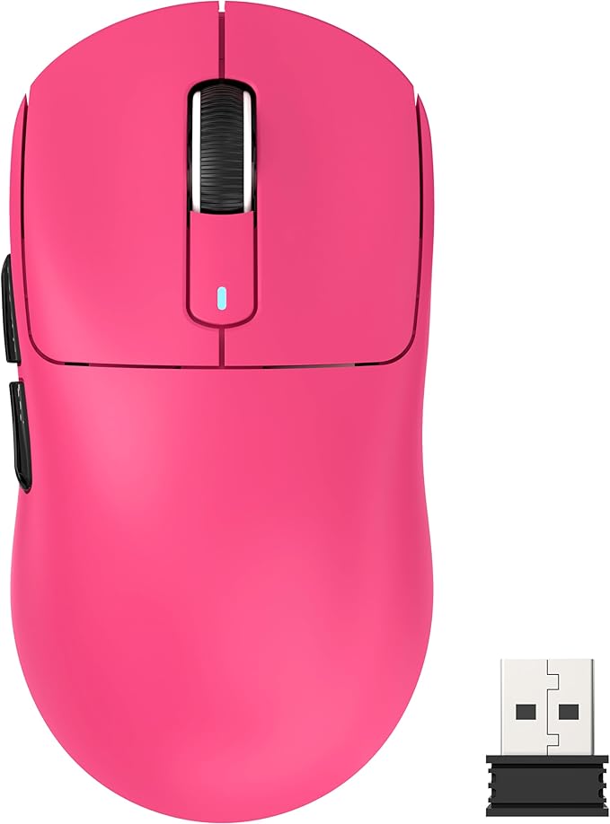 ATTACK SHARK X3 Lightweight Wireless Gaming Mouse with Tri-Mode 2.4G/USB-C Wired/Bluetooth,Up to 26K DPI, PAW3395 Optical Sensor,Kailh GM8.0 Switch,5 programmable Buttons for PC/Win/Mac(Berry Red)