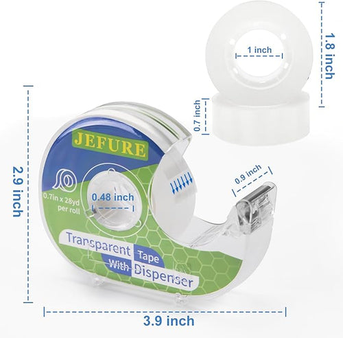 18 Pcs Transparent Tape with Dispenser, 0.7 x 1000 in Clear Tape Rolls Bulk, Office Tape Refills for Desk, Craft, and Gift Wrapping