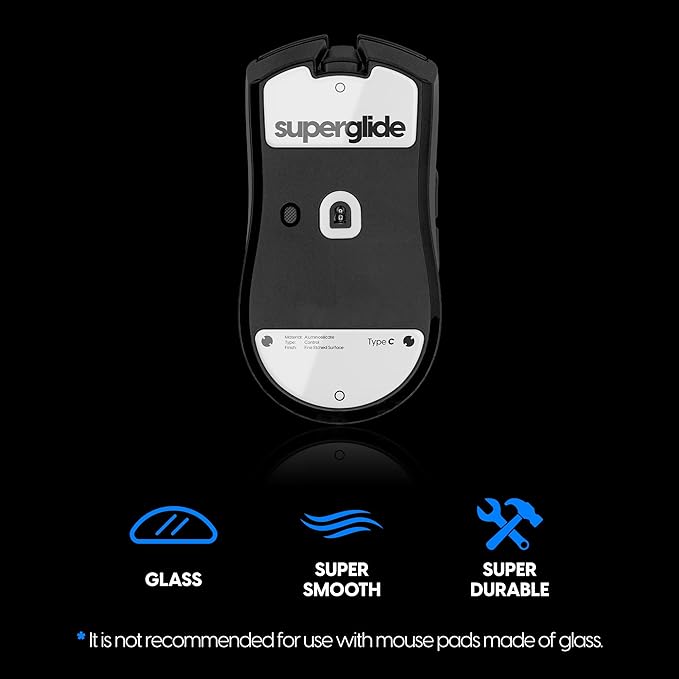 Superglide Glass Mouse Skates - Consistent Controllable Glide, Polished Round Edge, Super Balanced Gaming Mouse Feet with Durable Sole for Razer Viper v3 Pro (Type-C, White)