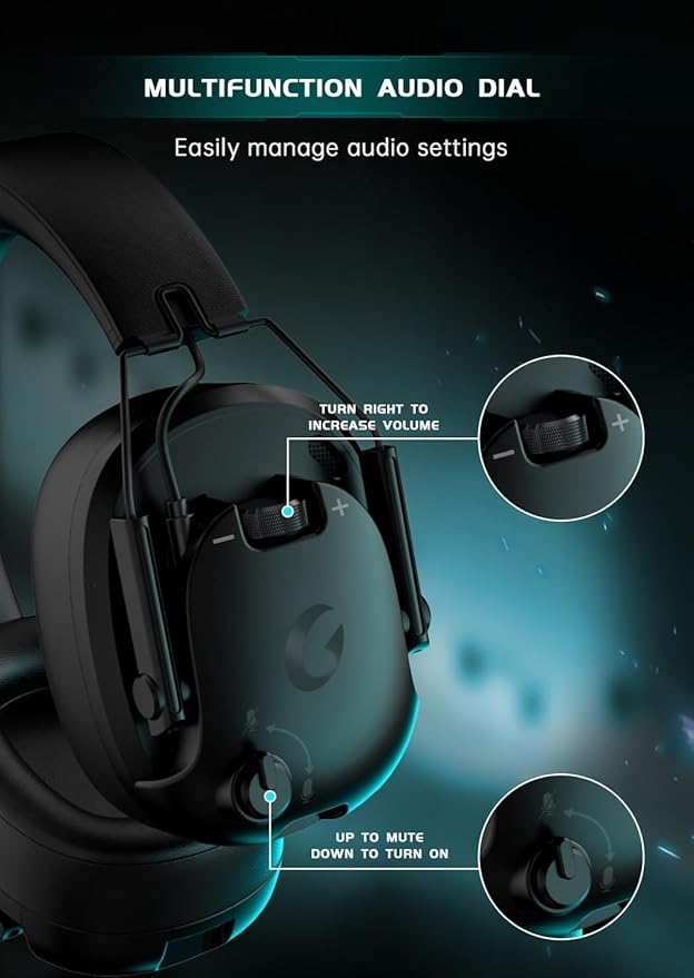 Wireless Gaming Headset for PS5, PS4, PC, Switch, Gaming Headset with Detachable Noise Cancelling Mic, 2.4GHz & Bluetooth 5.3 Dual Connection, 7.1 Surround Sound Black