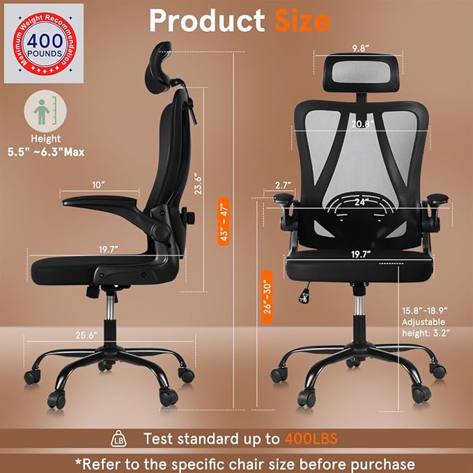 Office Chair, Gaming Chair Desk Chair Comfy Computer Chair Ergonomic Office Chair Mesh Office Chair 400 LBS with Rolling for Gaming Home and Office
