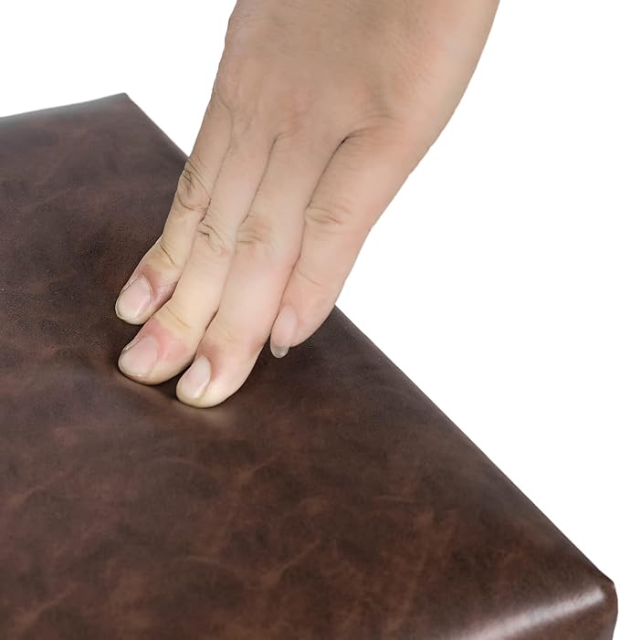 Joveco 12.6" Square Foot Rest for Under Desk PU Leather Foot Stool for Home and Office (Brown PU)
