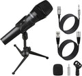 LyricLoom Professional XLR Microphone Wired with Stand, Metal Vocal Dynamic Microphone with Two Cable(16.4 XLR Male to Female & 6.35mm), Corded Microphone for Karaoke, Speaker, Singing, Recording