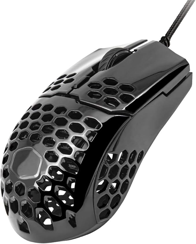 Cooler Master MM710 Glossy Black Gaming Mouse with Lightweight Honeycomb Shell, Ultraweave Cable, 16000 DPI Optical Sensor