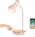 LALISU Metal Desk Lamp Wireless Charging Table Lamp Touch Reading Lights Arc Desk Lamps for Bedroom, 3 Way Dimmable Bedside Lamp with USB Charging Ports Lamp for Study Room and Office (Touch-Pink)