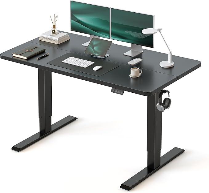 CubiCubi Electric Standing Desk Height Adjustable, 47.2 x 23.6 Inches Home Office Computer Desk, Sit to Stand Up with Memory Presets, Black