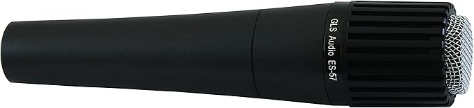 GLS Audio Instrument Microphone ES-57 & Mic Clip - Professional Series ES57 Dynamic Cardioid Unidirectional - For Instruments, Drums, Percussion, Vocals, and more - Professional Microphone for Singing