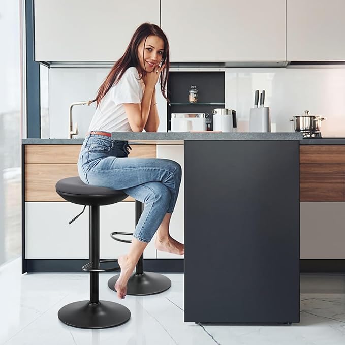 IWMH Standing Desk Stool, Ergonomic Adjustable High Office Chair, Round 360° Swivel Sit Wobble Stool Without Backrest for Bedroom, Kitchen, Living Room (Grey)