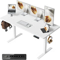 CubiCubi 55 x 24 Large One-Piece Standing Desk, Adjustable Height Electric Computer Home Office Sit Stand up Workstation, with 4 Memory Presets, Headphone Hook, White