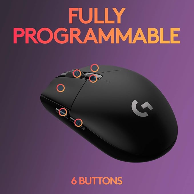 Logitech G305 Lightspeed Wireless Gaming Optical Mouse, Black | Hero Sensor, 12,000 DPI, Lightweight, 6 Programmable Buttons, 250h Battery, Onboard Memory, PC/Mac | Signature Series Gift Bundle