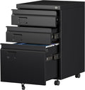 SUXXAN 3 Drawer Mobile File Cabinet with Lock, Heavy Duty Steel Under Desk Filing Cabinet for Letter/Legal/A4 Size, Fully Assembled Except Casters, Anti-Tip Design for Home Office