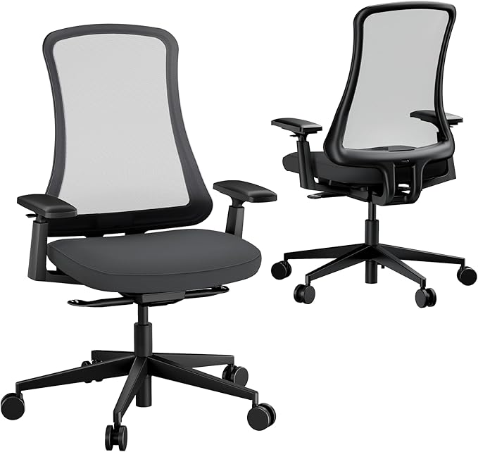 ProtoArc Ergonomic Office Chair – Flexer Mesh Couputer Chair for Women, Foam Sliding Seat, 125° Recline, Home Desk Chairs for Small Spaces, Stylish & Comfortable – Black