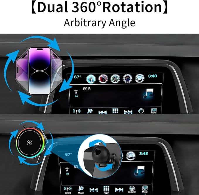 Car Magnetic Phone Mount for Chevrolet Chevy Camaro 2016 2017 2018 2019 2020 2021 2022 2023 2024 Auto Accessories Best Cellphone Holder Fast 15W Wireless Charger Cell Phones Charging Screen Stand